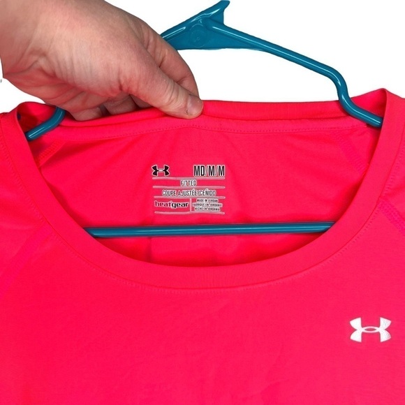 Under Armour Short Sleeve Neon Pink Lightweight Athletic Training Shirt Small - Picture 4 of 11